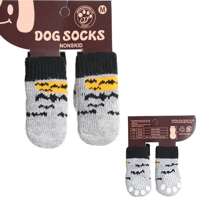 4pcs Cartoon Printed Warm Dog Socks