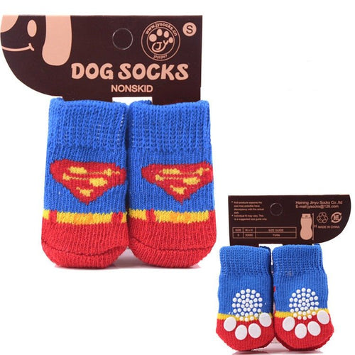 4pcs Cartoon Printed Warm Dog Socks