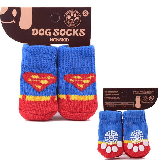 4pcs Cartoon Printed Warm Dog Socks