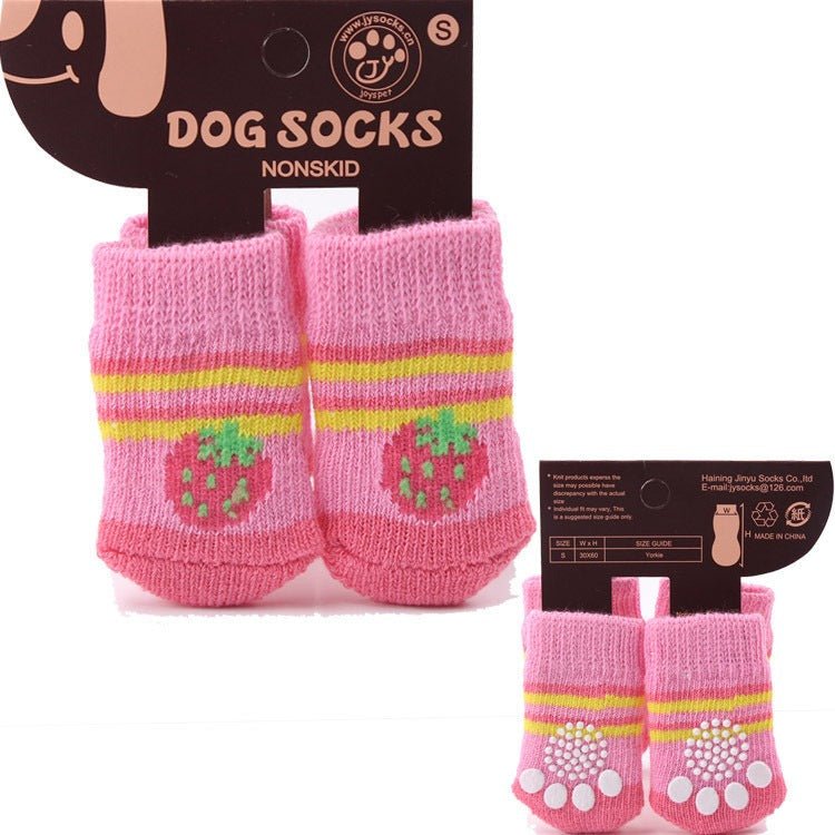 4pcs Cartoon Printed Warm Dog Socks