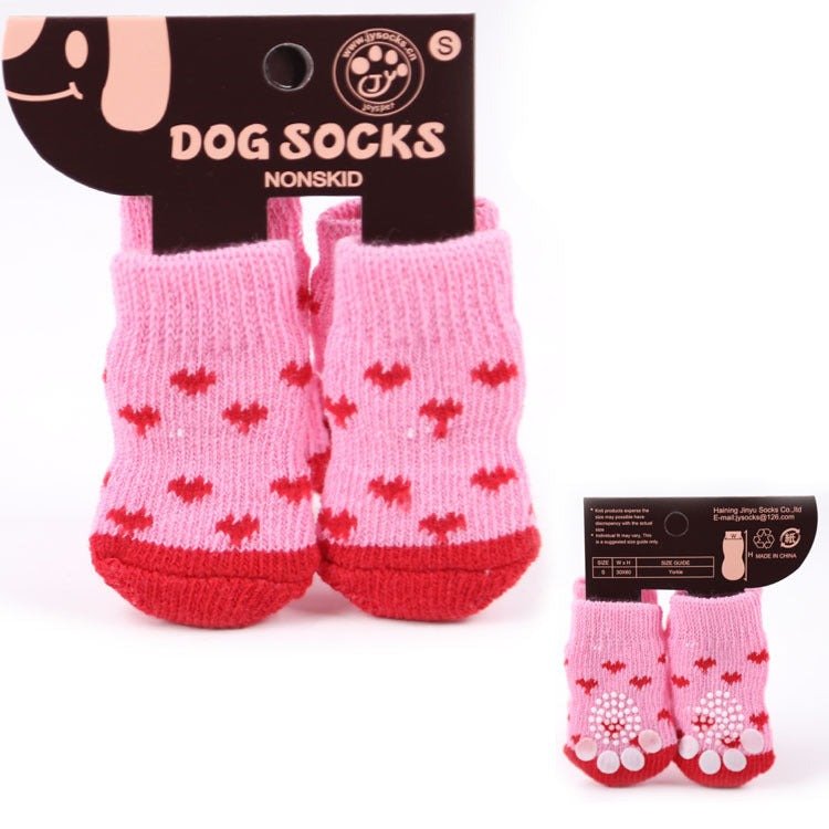 4pcs Cartoon Printed Warm Dog Socks