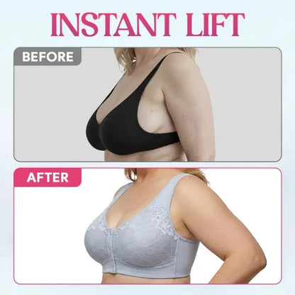 ⏳Hot Sale!!!🖤⏰Comfortable Wireless Front Closure Breathable Cotton Lifting Bra for Seniors