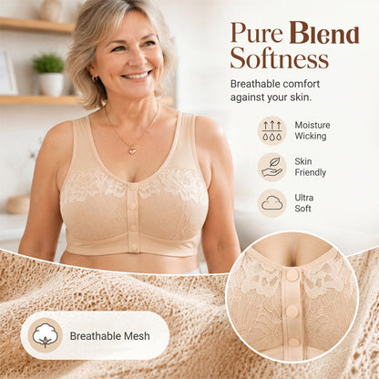 ⏳Hot Sale!!!🖤⏰Comfortable Wireless Front Closure Breathable Cotton Lifting Bra for Seniors