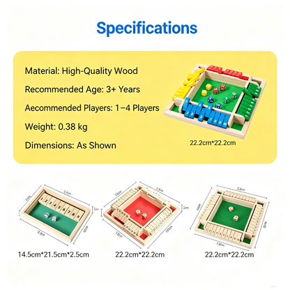 Wooden Board Game-Classic Family Board Game for 2-4 Players, Dice Rolling Math Game
