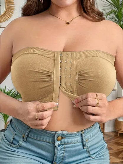 🌞Summer Sale 50% OFF🔥👚Plus Size Strapless Front Buckle Breathable Bra