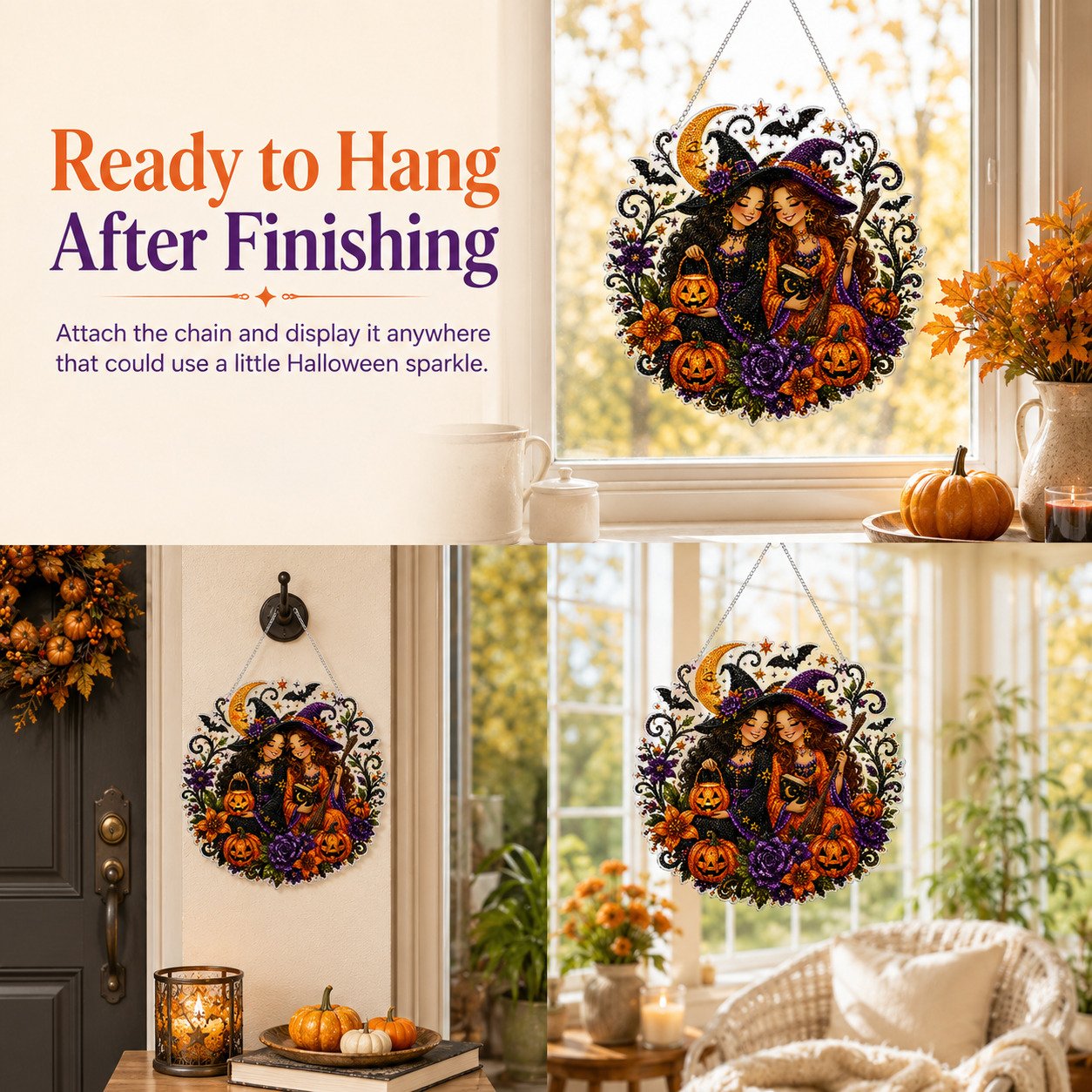 ⏰49% Off For Limited Time⏰Halloween Witch Diamond Art Suncatcher Gift Kit