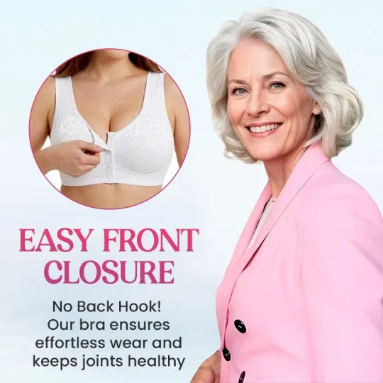 ⏳Hot Sale!!!🖤⏰Comfortable Wireless Front Closure Breathable Cotton Lifting Bra for Seniors