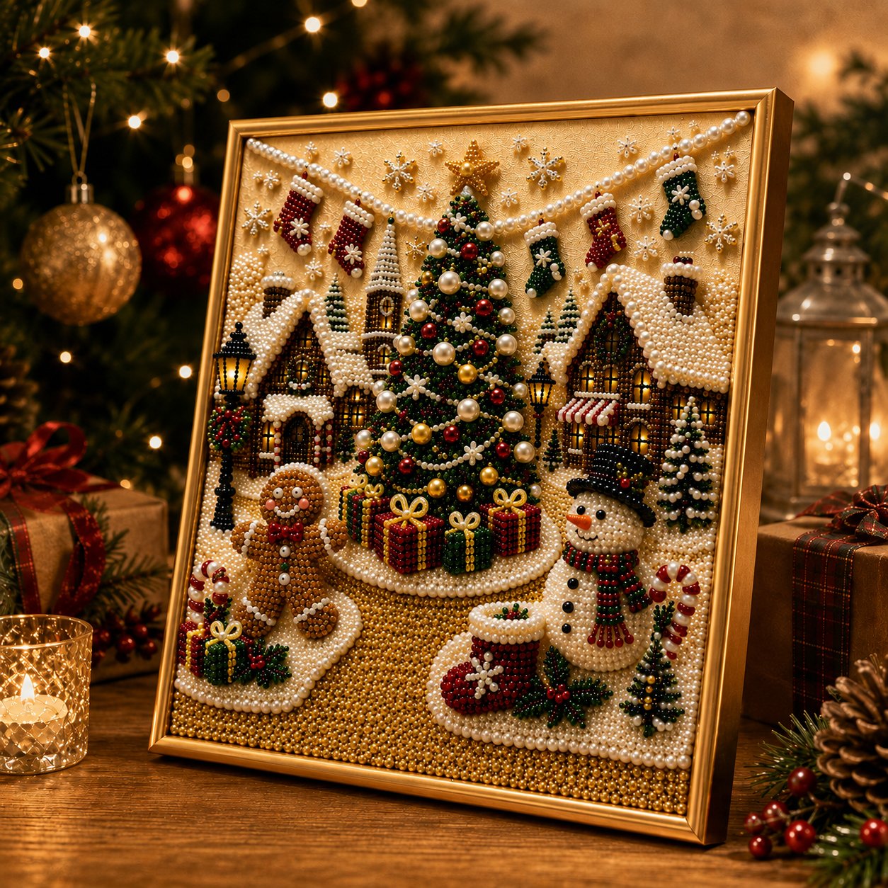 Premium 3D Pearl Christmas DIY Wall Art Kit