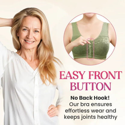 ⏳Hot Sale!!!🖤⏰Comfortable Wireless Front Closure Breathable Cotton Lifting Bra for Seniors