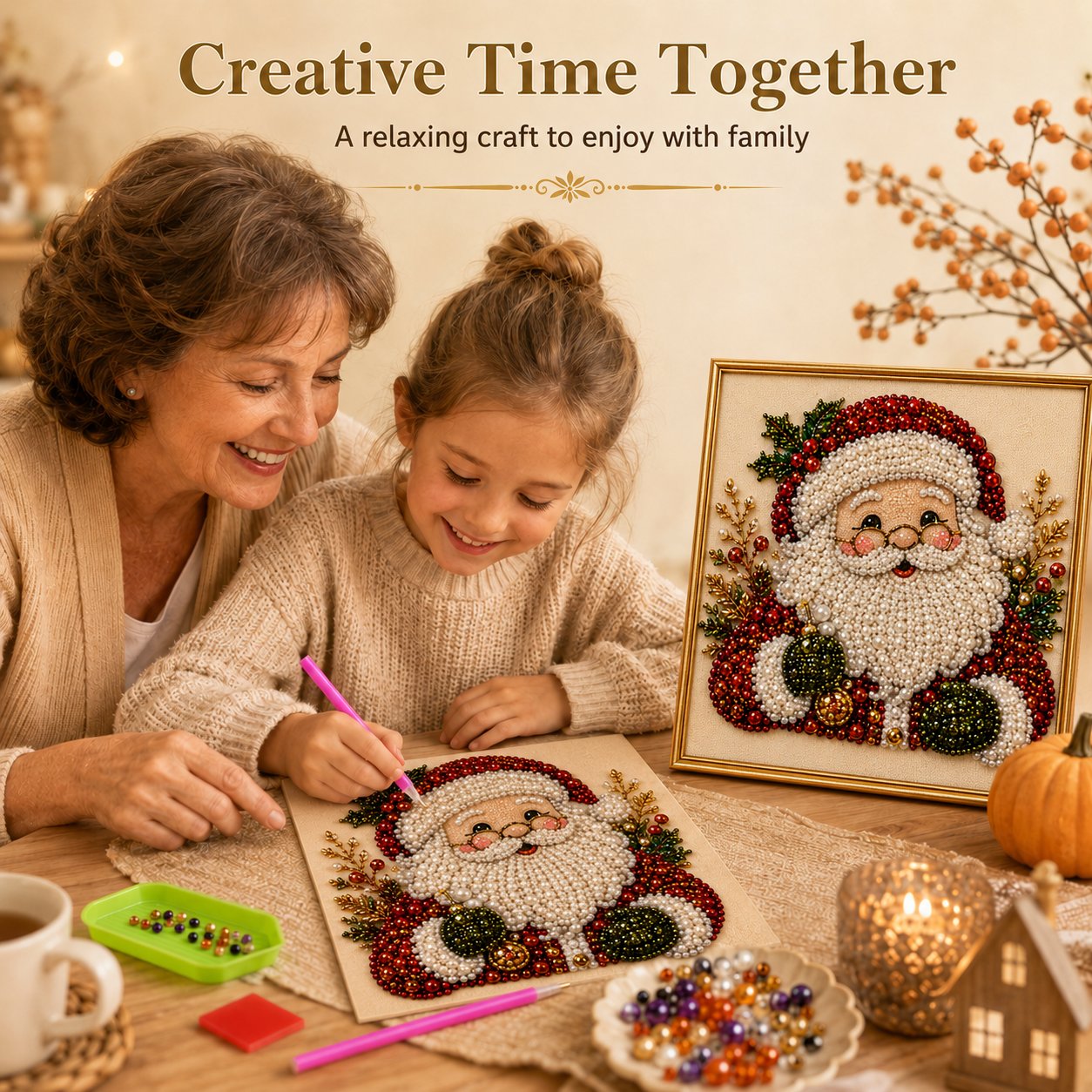 Framed Holiday Pearl Painting DIY Kit For Beginners