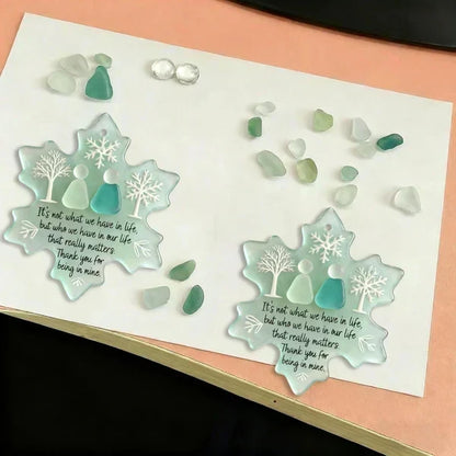 🎄Christmas Pre Sale $6.99!!☃️🌊Snowflake-Shaped Sea Glass Friendship Decor❄✨ Shaped by Nature & Crafted by Hand!