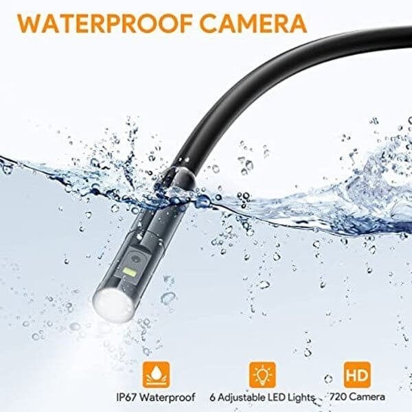 ✨ 3-IN-1 ENDOSCOPE - 2.0MP HD with 6 LED Lights, IP67 Waterproof, Compatible with Smartphones for Home Inspection and DIY Projects 📱🛠️