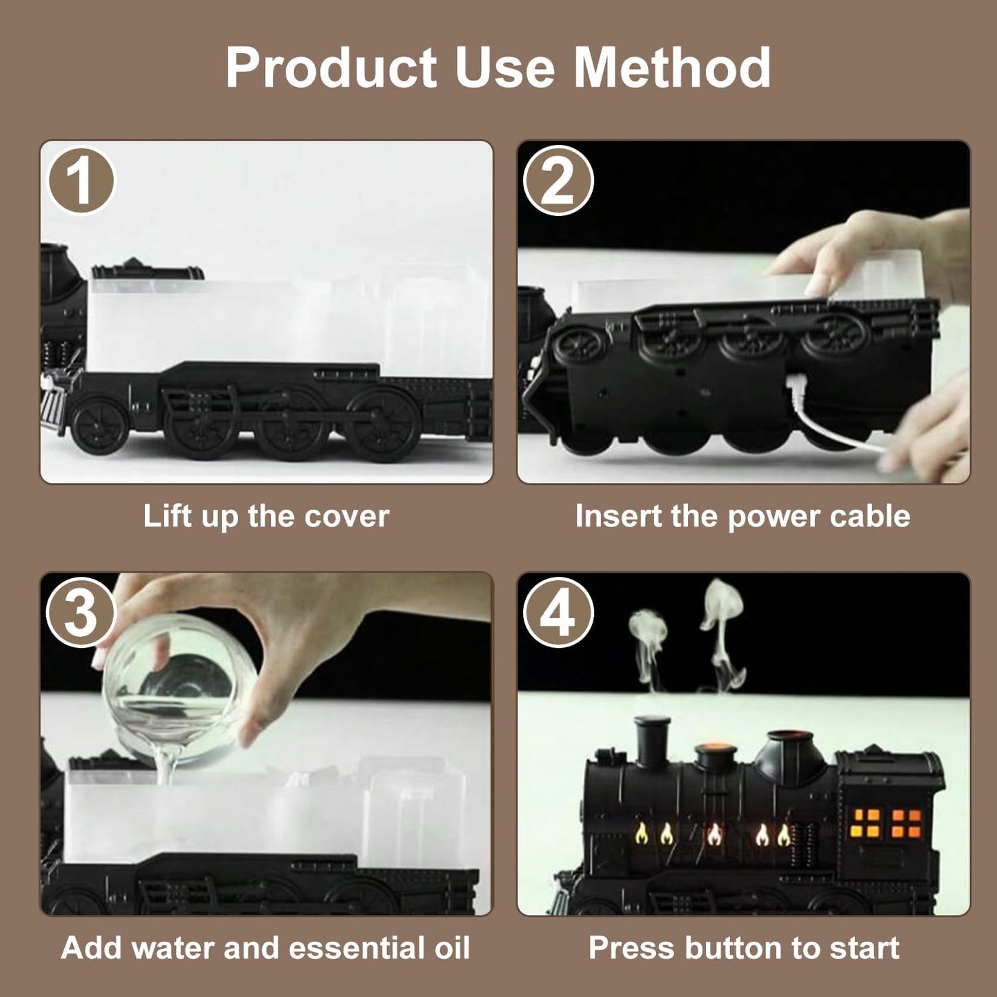 🎁 Perfect Gift Picks ✨Nostalgic Train Shape Fragrance Humidifier