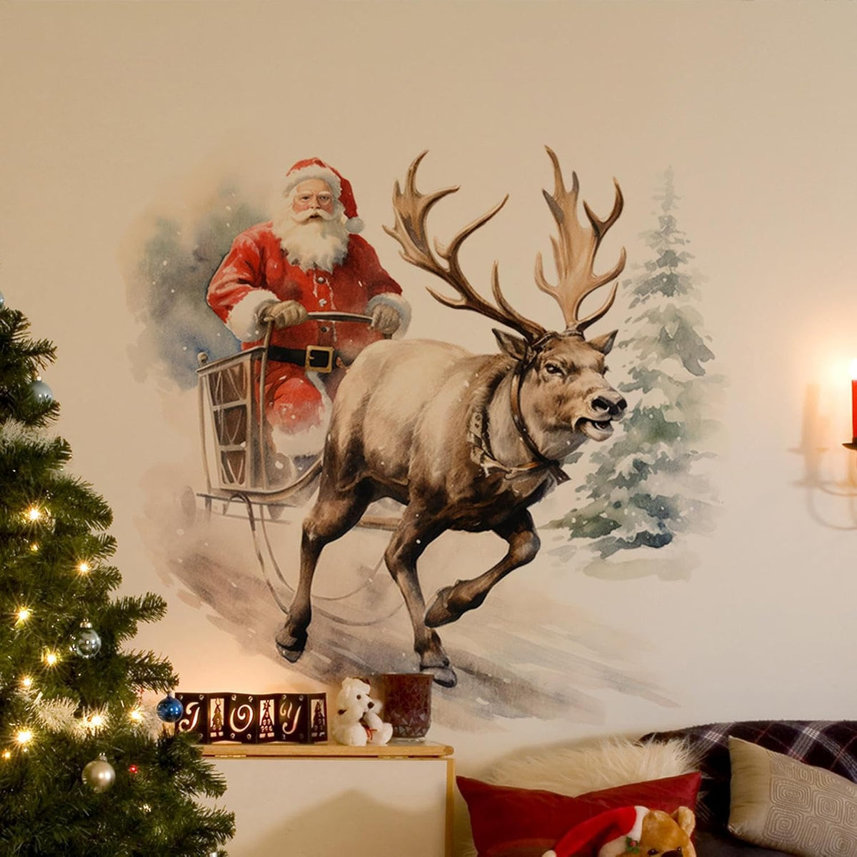 🎁Oferta de Navidad - Solo $17.99🎄🎅 Pegatinas de pared 3D de Navidad – Decoración creativa para el hogar en estas fiestas