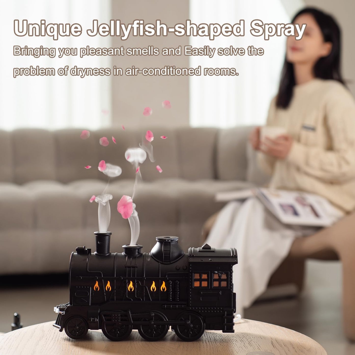 🎁 Perfect Gift Picks ✨Nostalgic Train Shape Fragrance Humidifier
