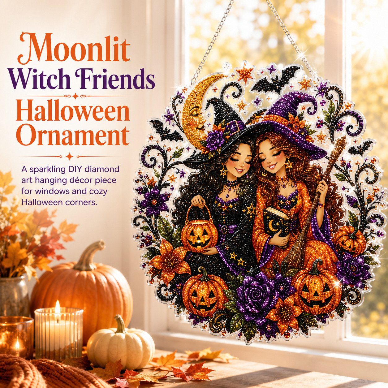 ⏰49% Off For Limited Time⏰Halloween Witch Diamond Art Suncatcher Gift Kit