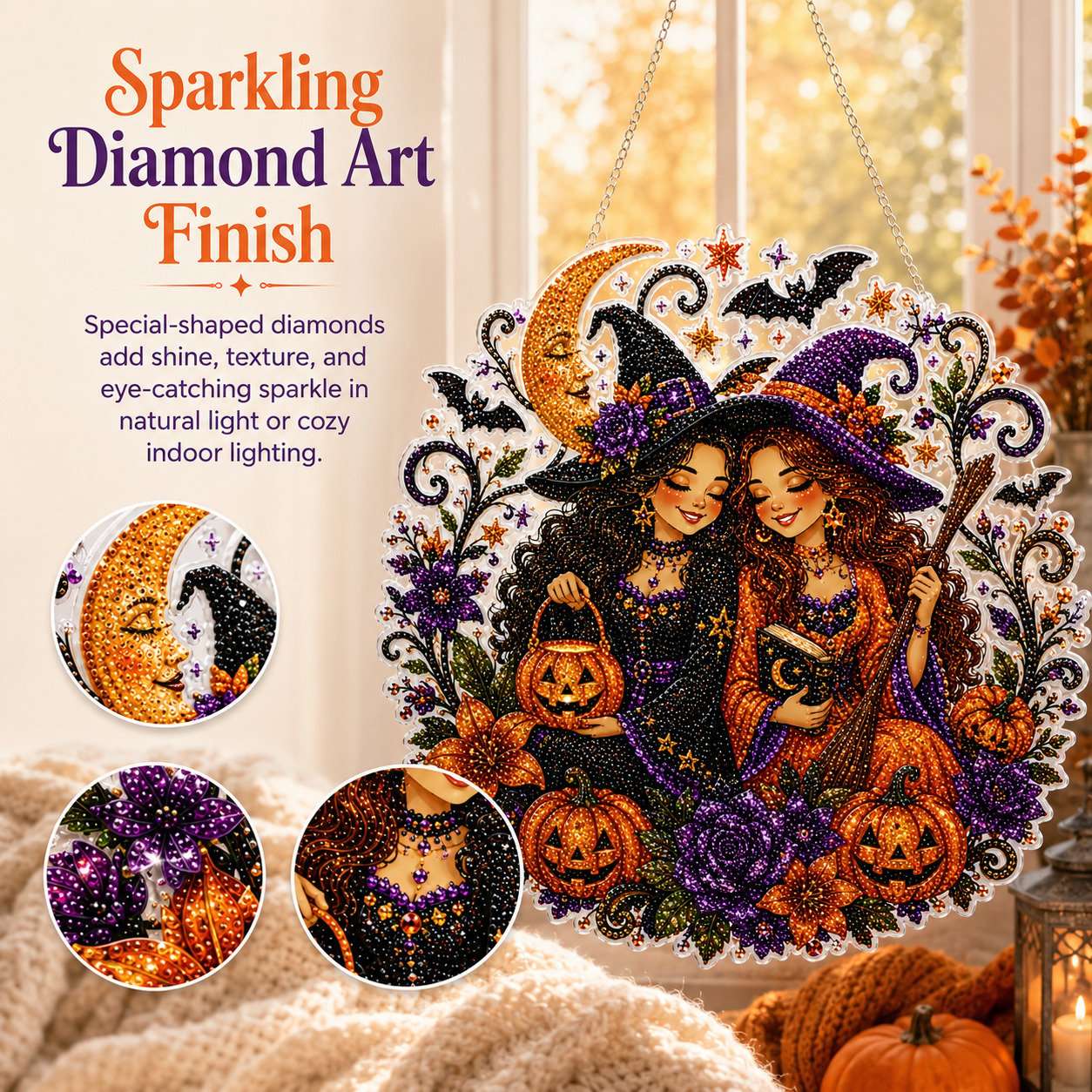 ⏰49% Off For Limited Time⏰Halloween Witch Diamond Art Suncatcher Gift Kit