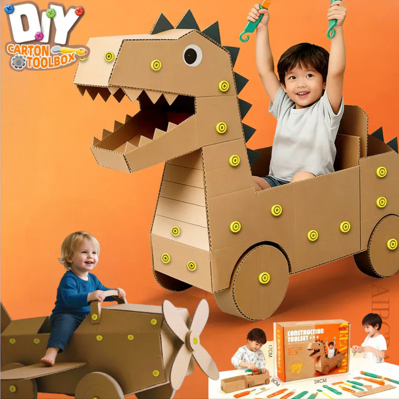 💰 Instant Discount ⏳Kids DIY Cardboard Cutting Tool Kit for Creative Building
