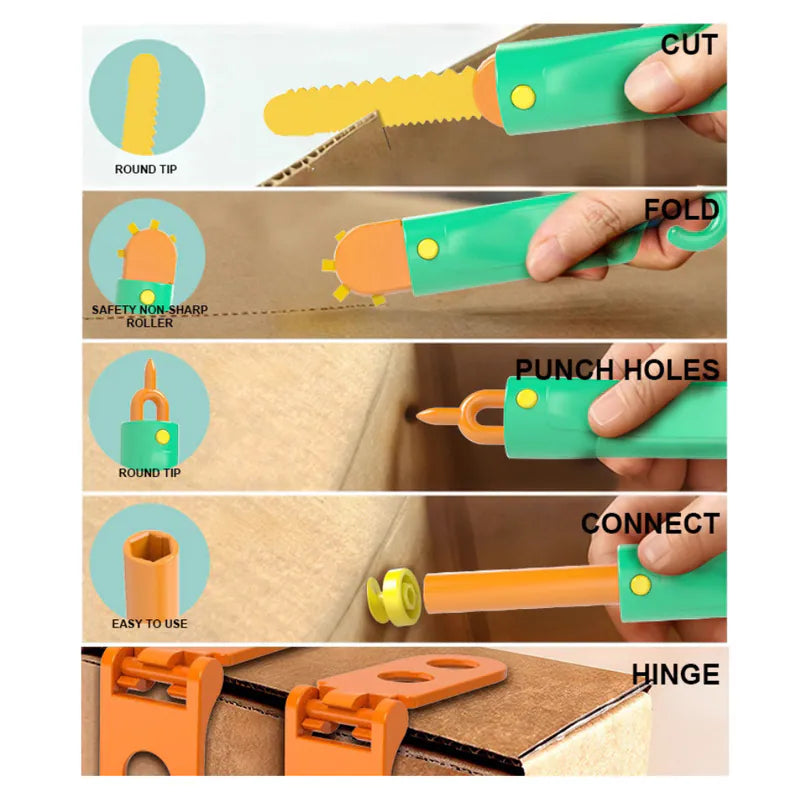 💰 Instant Discount ⏳Kids DIY Cardboard Cutting Tool Kit for Creative Building