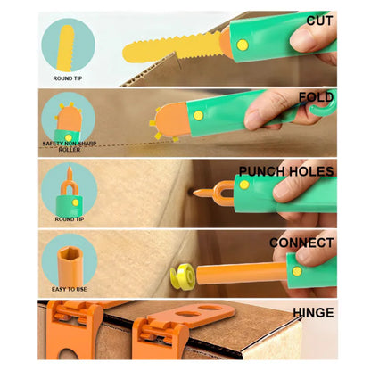 💰 Instant Discount ⏳Kids DIY Cardboard Cutting Tool Kit for Creative Building