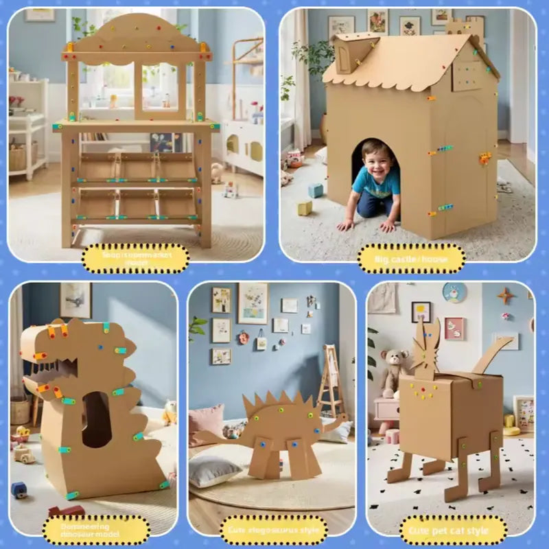 💰 Instant Discount ⏳Kids DIY Cardboard Cutting Tool Kit for Creative Building