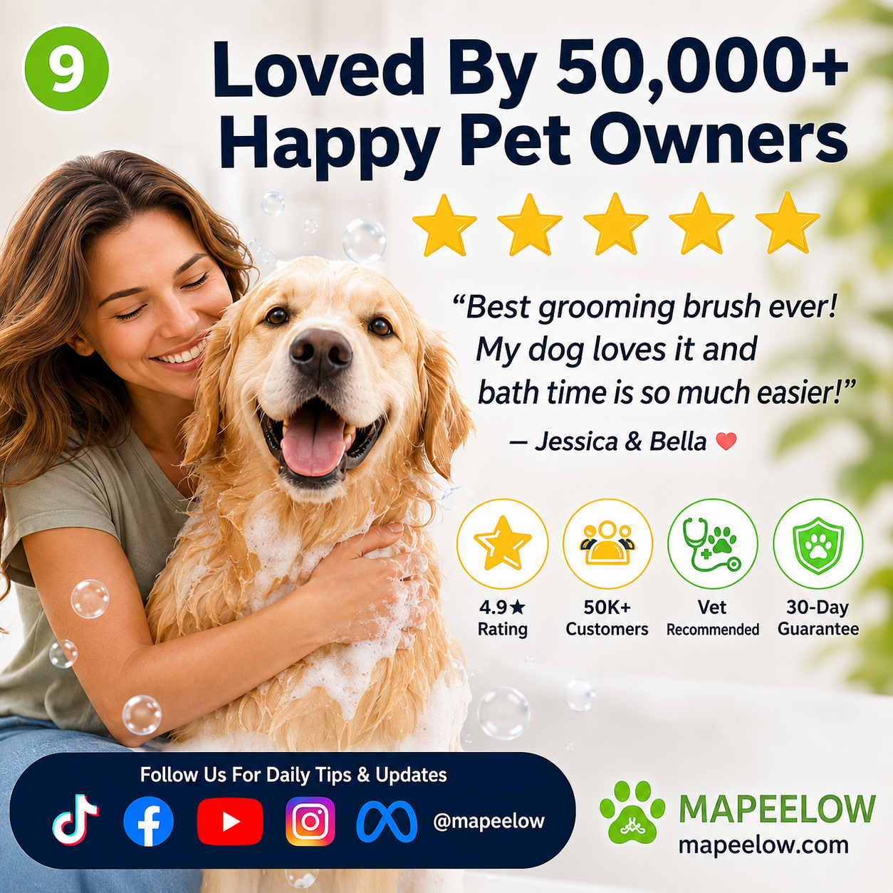 Pet Bath Brush Gentle Grooming Tool For Dogs And Cats Shower Use