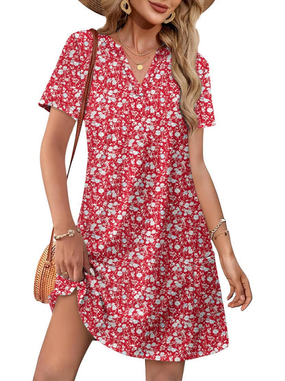 ⏰2026 Hot Sale 50% OFF💃Women's Casual V Neck Vacation Midi Dress With Pockets