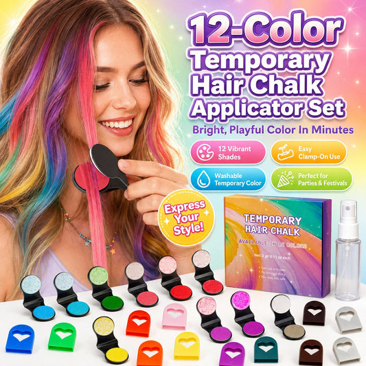 🤑 Unbeatable Savings Only $18.99 ✨12-Color Temporary Hair Chalk Applicator Set for Kids & Adults