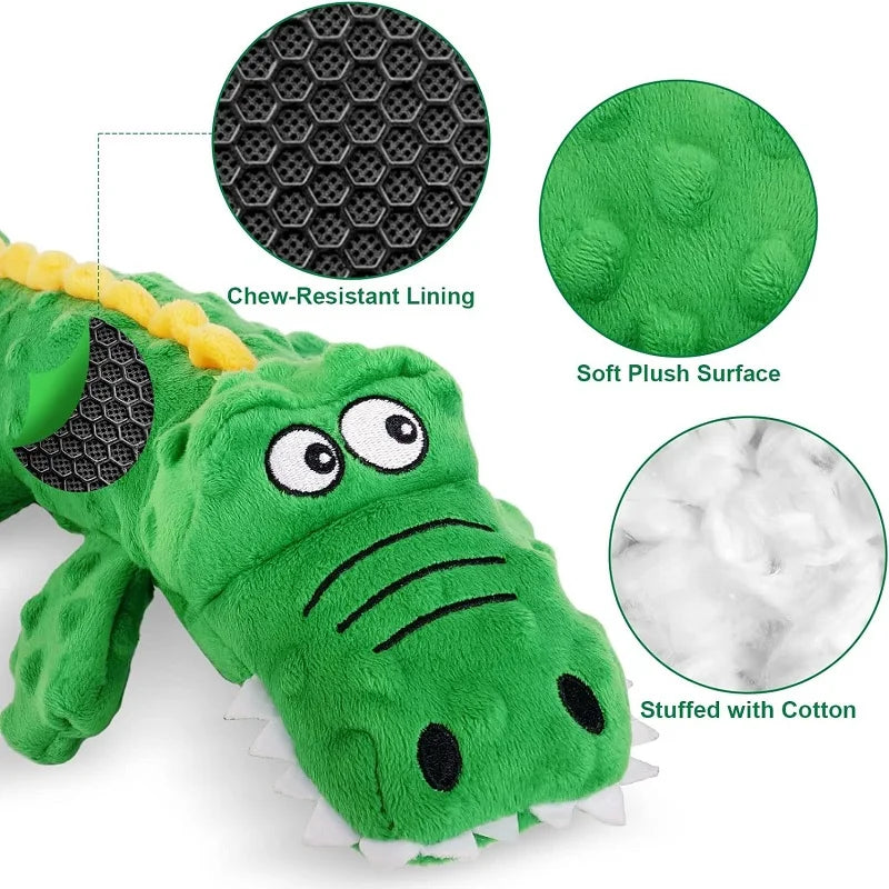 Squeaky Stuffed Crocodile Dog Chew Toy Teeth Cleaning Play Toy For Dogs And Cats