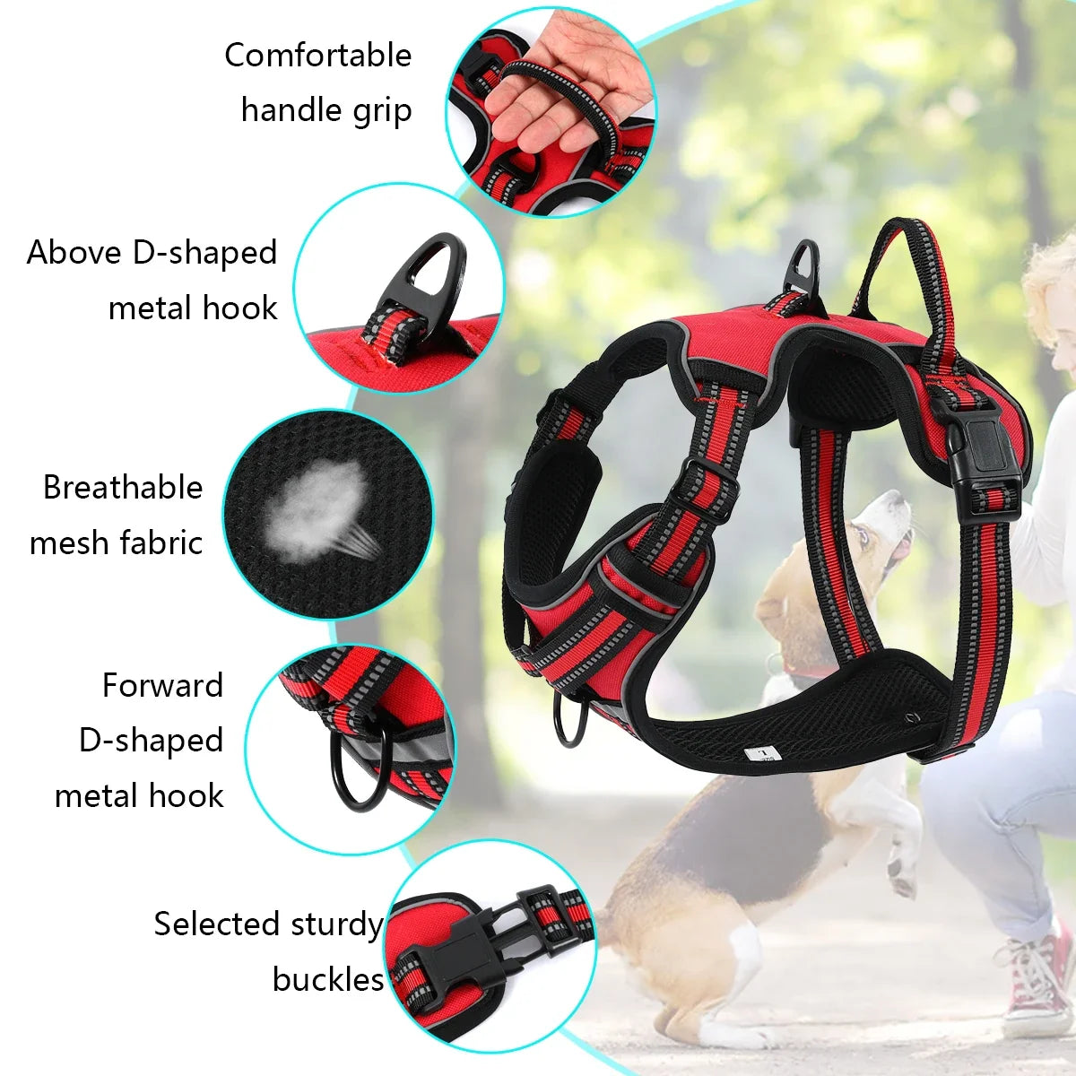 Reflective Breathable Adjustable Vest Dog Harness For Small Medium Large Dogs