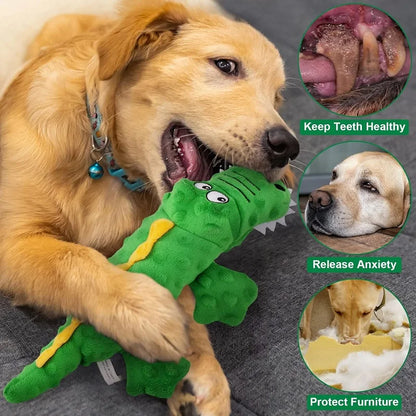 Squeaky Stuffed Crocodile Dog Chew Toy Teeth Cleaning Play Toy For Dogs And Cats
