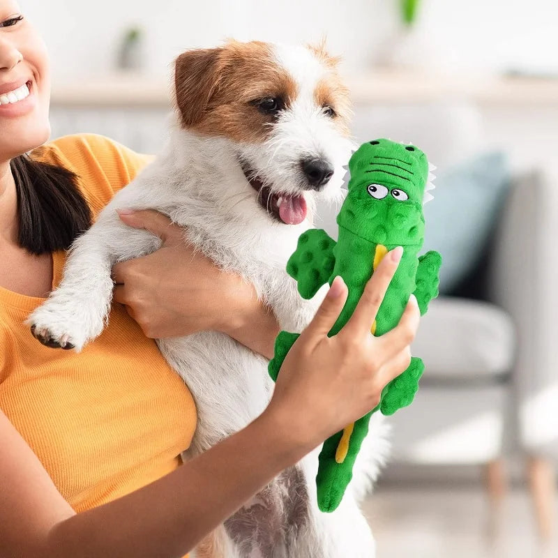 Squeaky Stuffed Crocodile Dog Chew Toy Teeth Cleaning Play Toy For Dogs And Cats