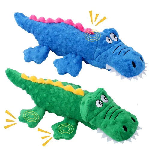 Squeaky Stuffed Crocodile Dog Chew Toy Teeth Cleaning Play Toy For Dogs And Cats