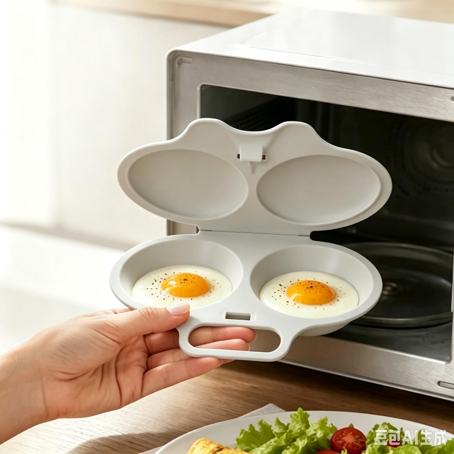 Microwave Egg Cooker – Perfect poached eggs in 2 mins, no oil & splash-proof – Quick, healthy & mess-free breakfast 🌿