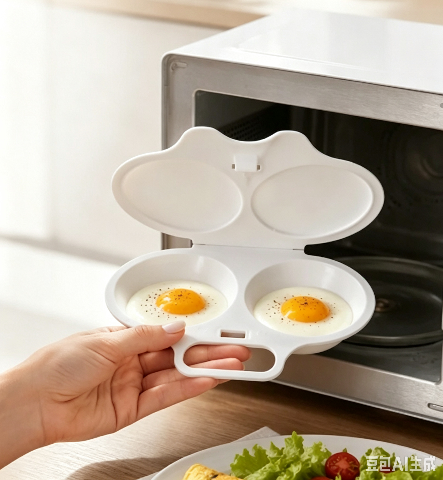 Microwave Egg Cooker – Perfect poached eggs in 2 mins, no oil & splash-proof – Quick, healthy & mess-free breakfast 🌿