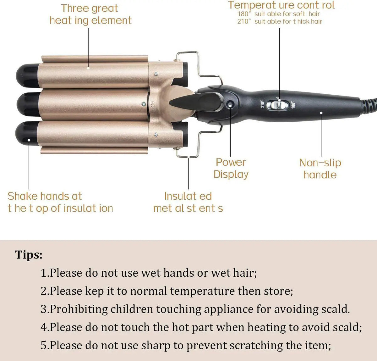 🔒 Exclusive Online Offer ✨3-Barrel Curling Iron with Adjustable Temperature