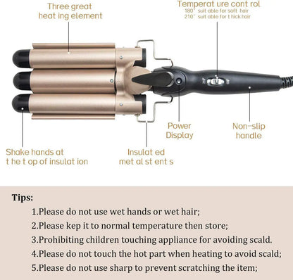 🔒 Exclusive Online Offer ✨3-Barrel Curling Iron with Adjustable Temperature