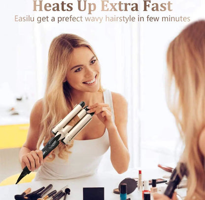🔒 Exclusive Online Offer ✨3-Barrel Curling Iron with Adjustable Temperature