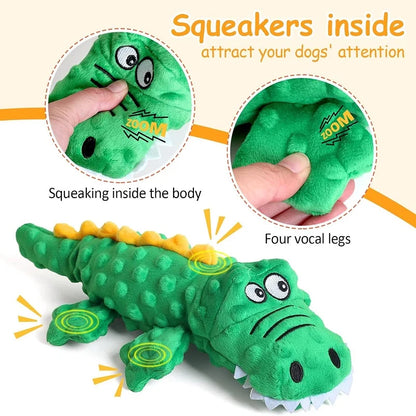 Squeaky Stuffed Crocodile Dog Chew Toy Teeth Cleaning Play Toy For Dogs And Cats