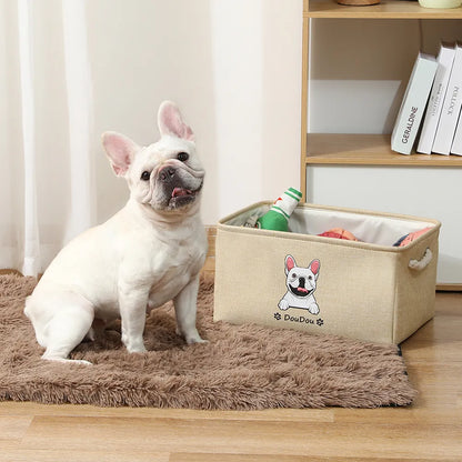 Personalized Dog Toy Basket Free Printed Pet Name & Image Toy Clothes Storage Organizer