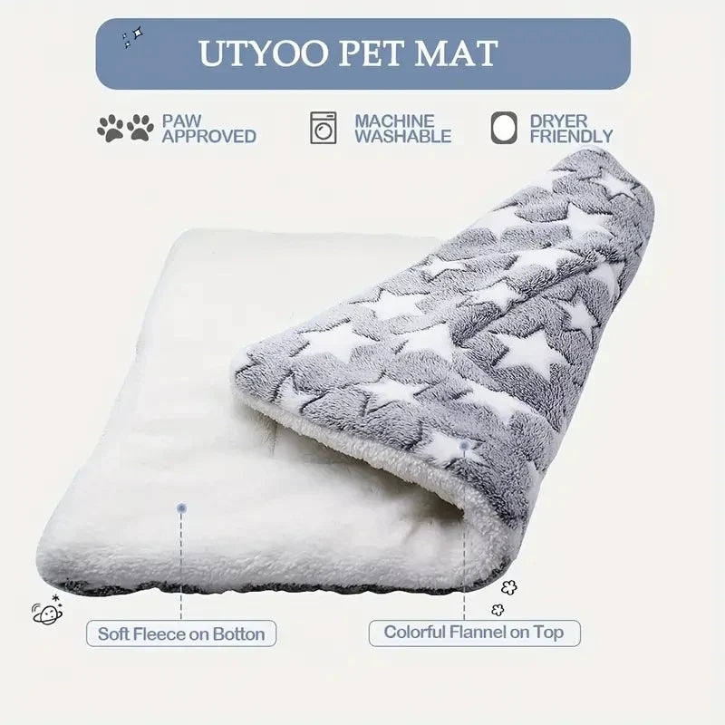 Soft Thick Fleece Bear Pattern Washable Pet Sleeping Mat Warm Bed Blanket For Dogs Cats