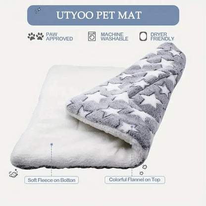 Soft Thick Fleece Bear Pattern Washable Pet Sleeping Mat Warm Bed Blanket For Dogs Cats