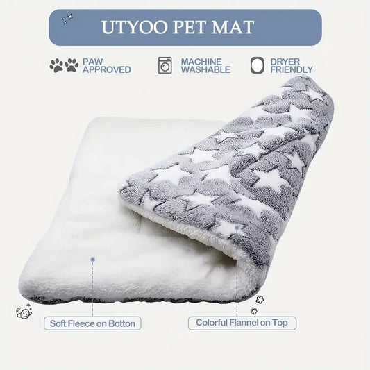Soft Thick Fleece Bear Pattern Washable Pet Sleeping Mat Warm Bed Blanket For Dogs Cats