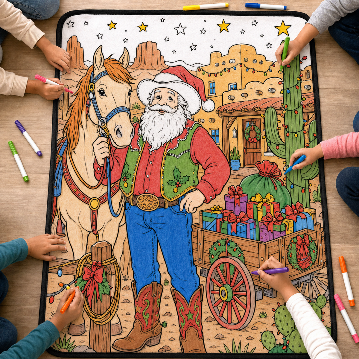 🎄Christmas Essentials ✨ DIY Christmas Drawing Blanket with 24 Washable Markers