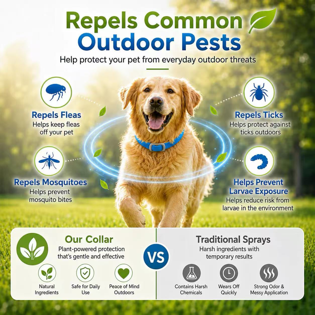 Natural Essential Oil Flea Collar Bug Repellent Collar For Dogs