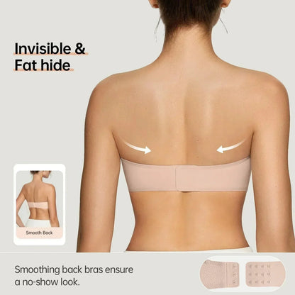 ⛱️Last Day💞Womens Strapless Bras Push Up Bandeau Bra Non Slip Wireless Supportive Padded Bras Seamless Comfortable Tube Jelly Bra