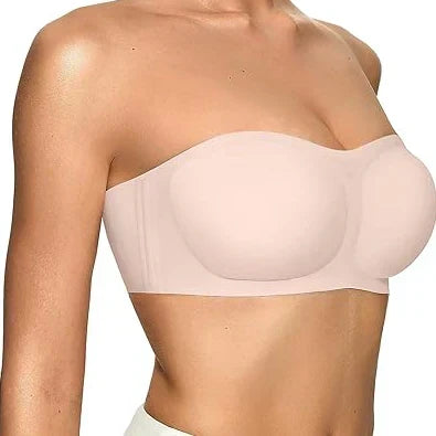 ⛱️Last Day💞Womens Strapless Bras Push Up Bandeau Bra Non Slip Wireless Supportive Padded Bras Seamless Comfortable Tube Jelly Bra