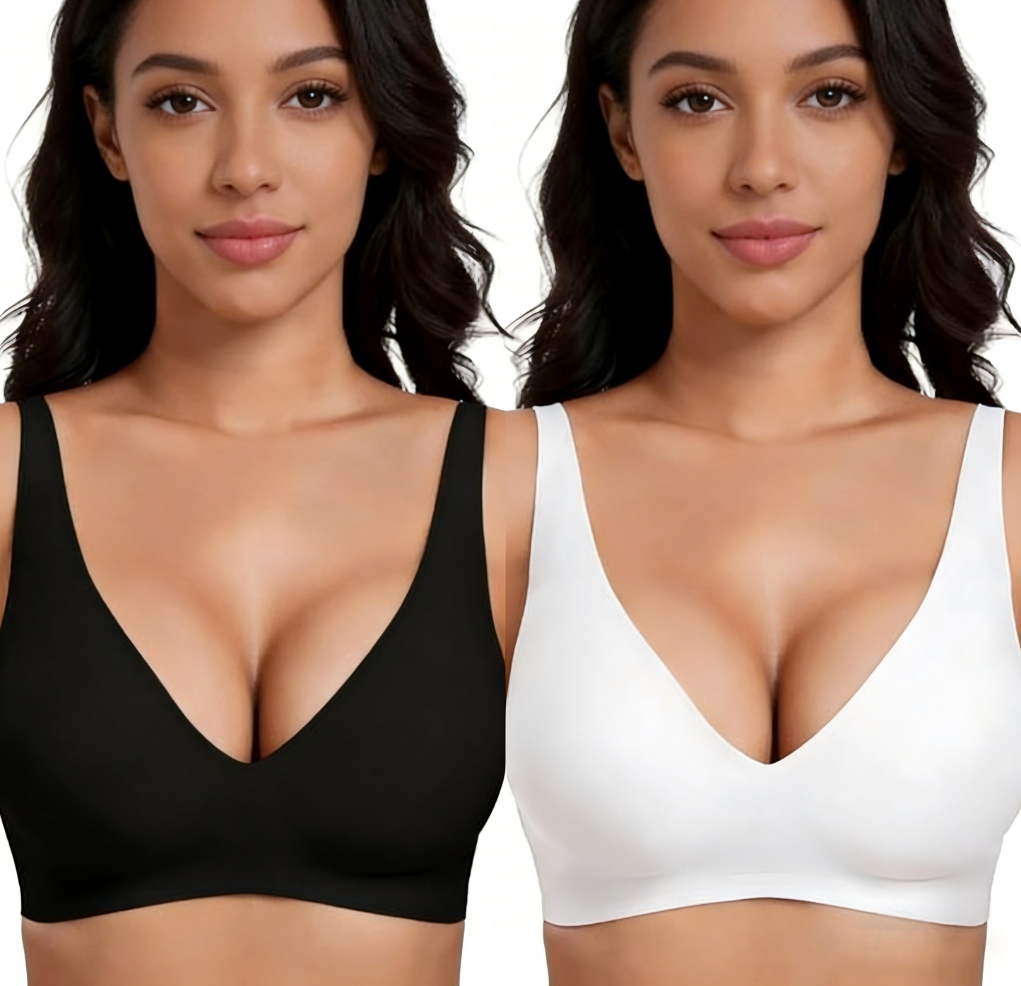 🎉Final 12 Hours🌸💕Jelly Wireless Womens Comfortable Wireless Bras Push Up Bralettes Seamless Tshirts Bras Deep V Everyday Bras