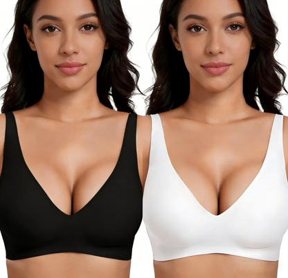 🎉Final 12 Hours🌸💕Jelly Wireless Womens Comfortable Wireless Bras Push Up Bralettes Seamless Tshirts Bras Deep V Everyday Bras