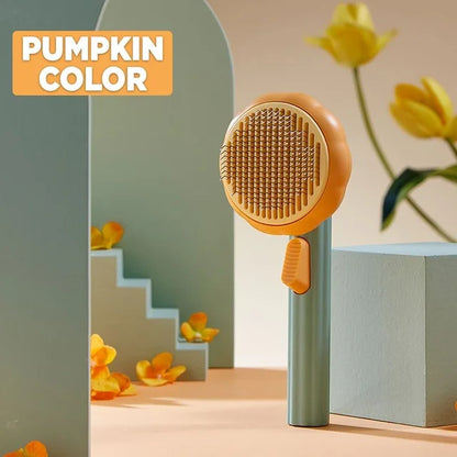 Self Cleaning Pumpkin Slicker Brush Pet Grooming Comb For Shedding And Massage